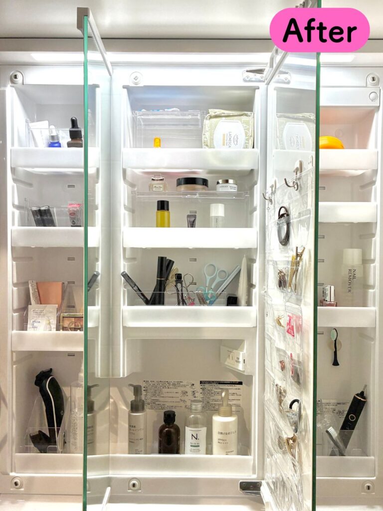 洗面台鏡裏収納アフター